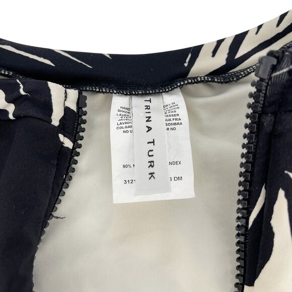 Trina Turk Lennox One Piece Swimsuit Long Sleeve Zip Rash Guard Paddle Suit XL - Picture 7 of 12